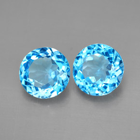 Gemas de topacio azul natural de  ct, corte redondo, VVS-VS