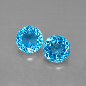 Gemas de topacio azul natural de  ct, corte redondo, VVS-VS