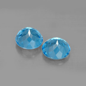 Gemas de topacio azul natural de  ct, corte redondo, VVS-VS