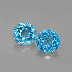 Gemas de topacio azul natural de  ct, corte redondo, VVS-VS