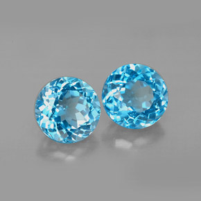 Gemas de topacio azul natural de  ct, corte redondo, VVS-VS