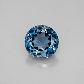 Topacio azul natural de 3,62 ct, corte redondo, VVS-VS