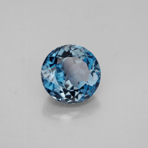 Topacio azul natural de 3,62 ct, corte redondo, VVS-VS