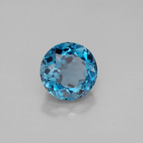 Topacio azul natural de 3,94 ct, corte redondo, VVS-VS