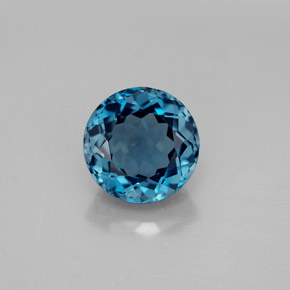 Topacio azul natural de 3,66 ct, corte redondo, VVS-VS