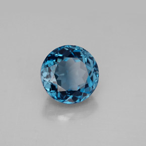 Topacio azul natural de 3,66 ct, corte redondo, VVS-VS