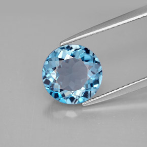 Topacio azul natural de 2,92 ct, corte redondo, VVS-VS