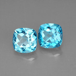 Gemas de topacio azul natural de  ct, corte cojín, VVS-VS