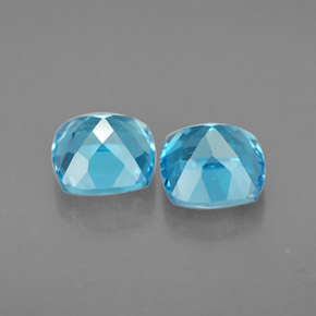 Gemas de topacio azul natural de  ct, corte cojín, VVS-VS