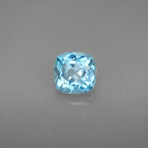 Topacio azul natural de 1,27 ct, corte cojín, VS