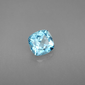 Topacio azul natural de 1,27 ct, corte cojín, VS