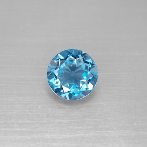 Topacio azul natural de 2,35 ct, corte redondo, VS