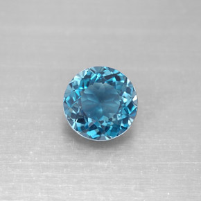 Topacio azul natural de 2,46 ct, corte redondo, VVS-VS