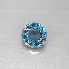 Topacio azul natural de 2,34 ct, corte redondo, VVS-VS