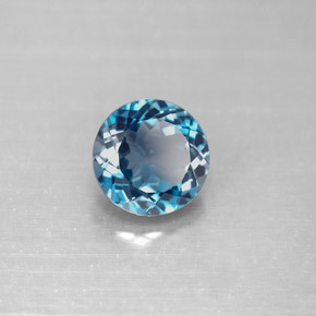 Topacio azul natural de 2,34 ct, corte redondo, VVS-VS