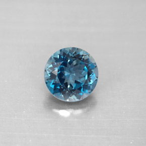 Topacio azul natural de 2,36 ct, corte redondo, VVS-VS