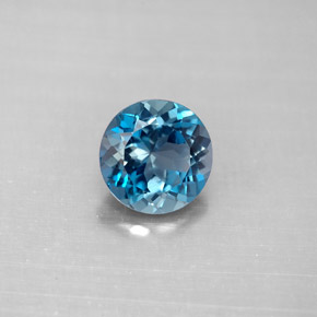 Topacio azul natural de 2,13 ct, corte redondo, VVS-VS