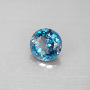 Topacio azul natural de 2,13 ct, corte redondo, VVS-VS