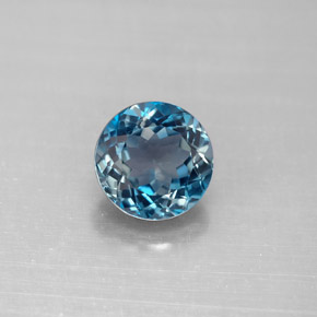 Topacio azul natural de 2,53 ct, corte redondo, VVS-VS