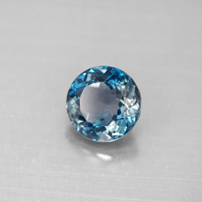 Topacio azul natural de 2,53 ct, corte redondo, VVS-VS