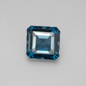 Topacio azul natural de 2,13 ct, corte esmeralda, VVS-VS
