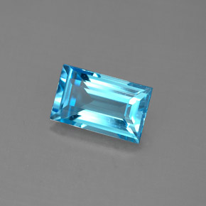 Topacio azul natural de 2,13 ct, baguette, VVS-VS
