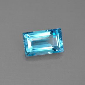 Topacio azul natural de 2,13 ct, baguette, VVS-VS