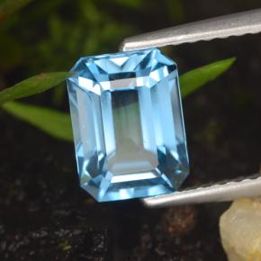 Topacio azul natural de 2,01 ct, corte esmeralda, VVS-VS