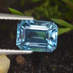 Topacio azul natural de 2,01 ct, corte esmeralda, VVS-VS