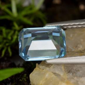 Topacio azul natural de 2,01 ct, corte esmeralda, VVS-VS