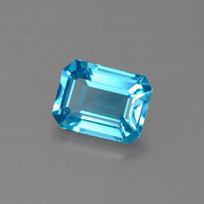 Topacio azul natural de 1,70 ct, corte esmeralda, VVS-VS