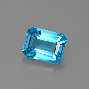 Topacio azul natural de 1,92 ct, corte esmeralda, VVS-VS