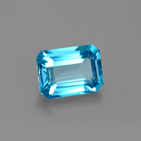 Topacio azul natural de 1,92 ct, corte esmeralda, VVS-VS