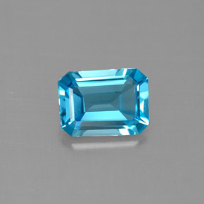 Topacio azul natural de 1,49 ct, corte esmeralda, VVS-VS