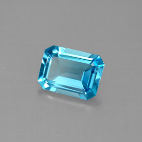 Topacio azul natural de 1,49 ct, corte esmeralda, VVS-VS