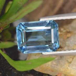 Topacio azul natural de 1,94 ct, corte esmeralda, VS-SI