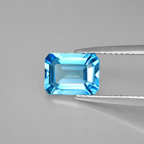 Topacio azul natural de 1,80 ct, corte esmeralda, VVS