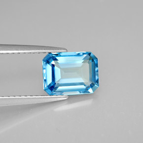 Topacio azul natural de 1,92 ct, corte esmeralda, VVS-VS