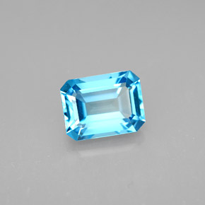 Topacio azul natural de 2,15 ct, corte esmeralda, VVS-VS