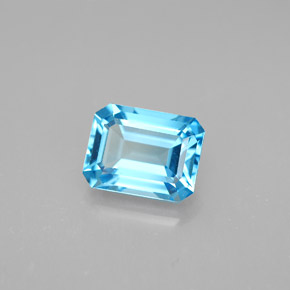 Topacio azul natural de 2,15 ct, corte esmeralda, VVS-VS