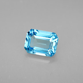 Topacio azul natural de 1,92 ct, corte esmeralda, VVS-VS