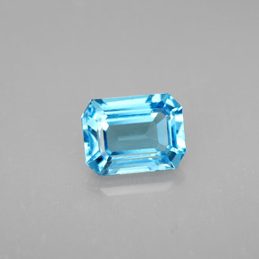Topacio azul natural de 1,92 ct, corte esmeralda, VVS-VS