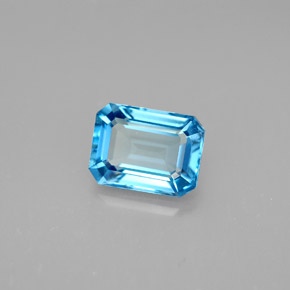 Topacio azul natural de 1,89 ct, corte esmeralda, VVS-VS