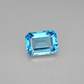 Topacio azul natural de 1,89 ct, corte esmeralda, VVS-VS