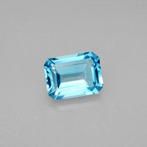 Topacio azul natural de 1,99 ct, corte esmeralda, VVS-VS