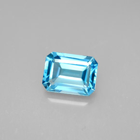 Topacio azul natural de 1,99 ct, corte esmeralda, VVS-VS