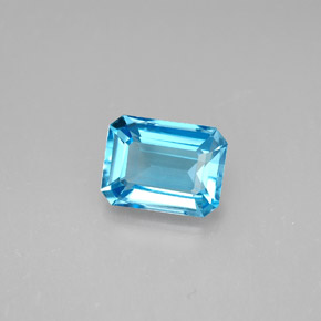 Topacio azul natural de 2,04 ct, corte esmeralda, VVS-VS