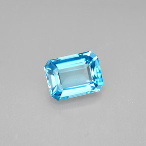 Topacio azul natural de 2,04 ct, corte esmeralda, VVS-VS