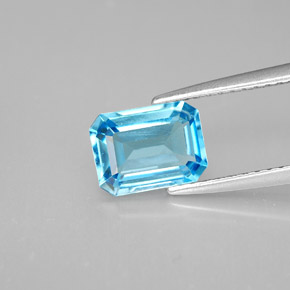 Topacio azul natural de 1,80 ct, corte esmeralda, VVS-VS