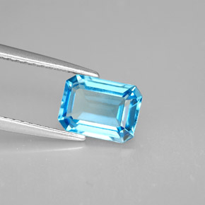 Topacio azul natural de 1,80 ct, corte esmeralda, VVS-VS